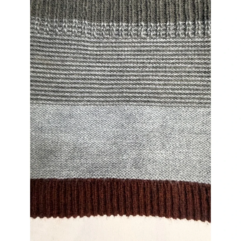 Angora Barcelona Striped Knit Neck Warmer Snood Brown Grey Made in Spain cozy
